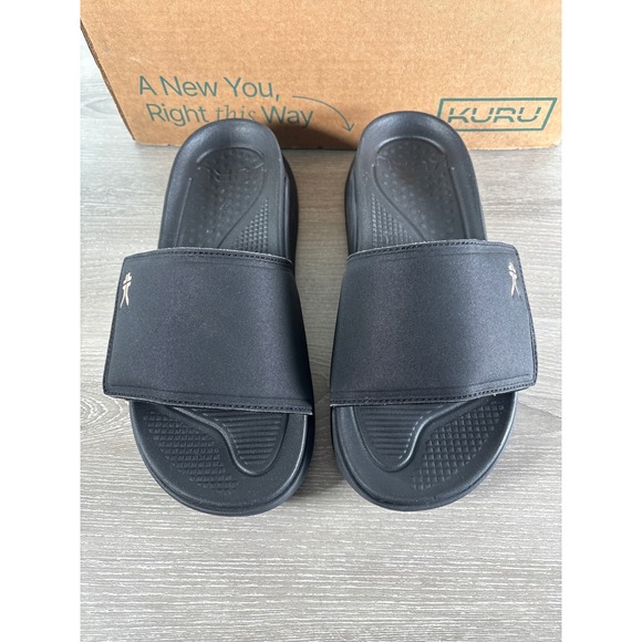 Kuru Moment Women's Black Slide Sandals Comfort Slip On Size 9- NIB - Picture 4 of 8